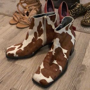 Pony print block heel bootie